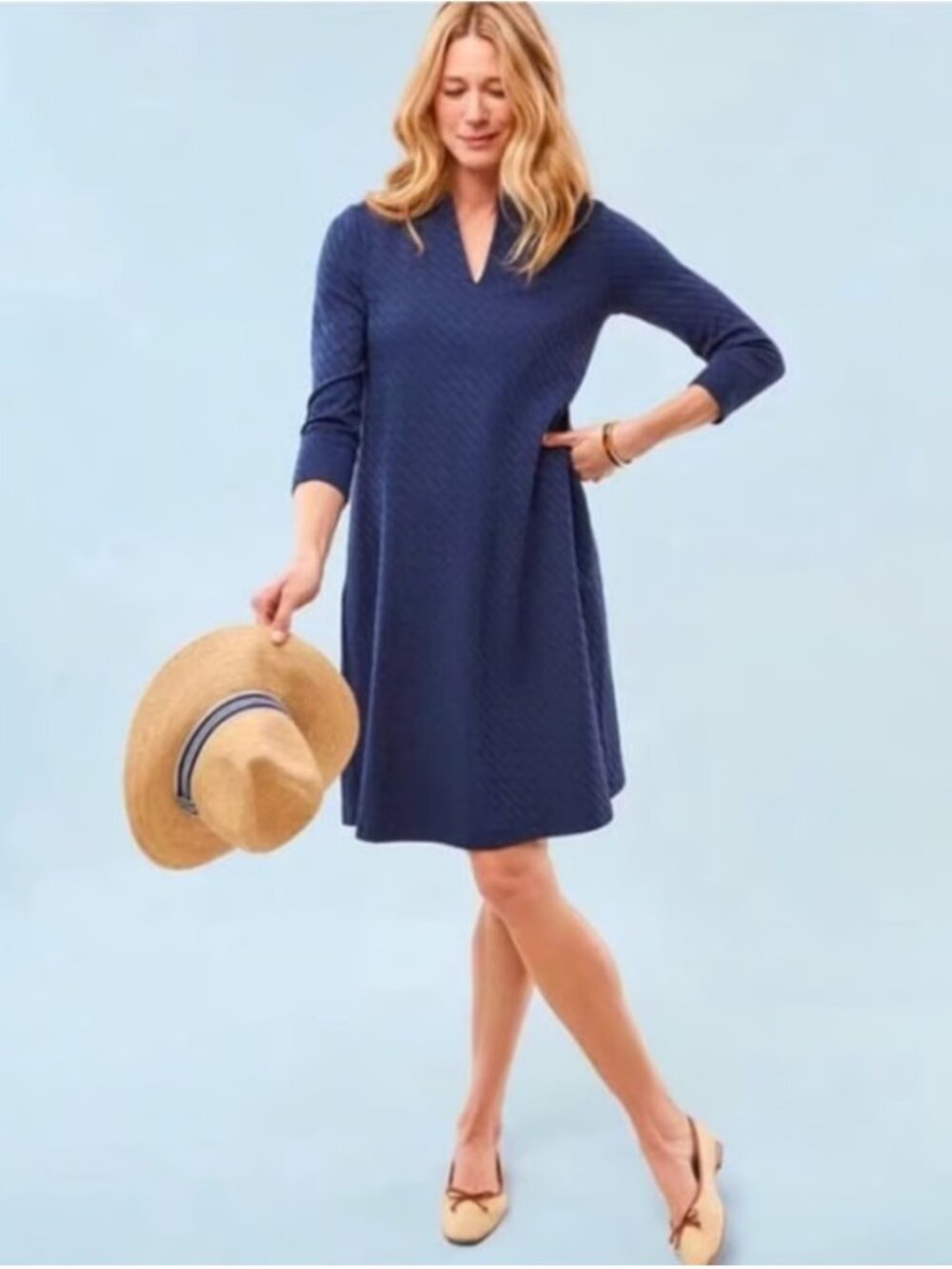 J. McLaughlin size XS Octavia navy blue jacquard dress knee length